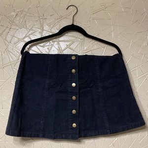 Black Corduroy Button Down Skirt